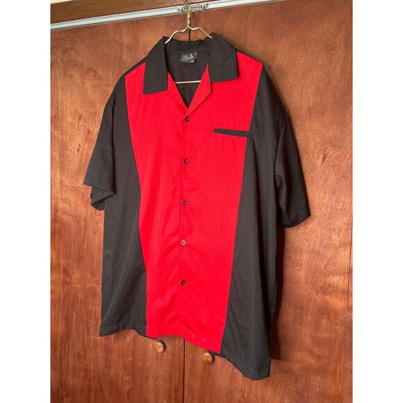 Vintage Style Black & Red Bowling Shirt By Sivle 3X Short Sleeve Button-Up - Picture 2 of 10
